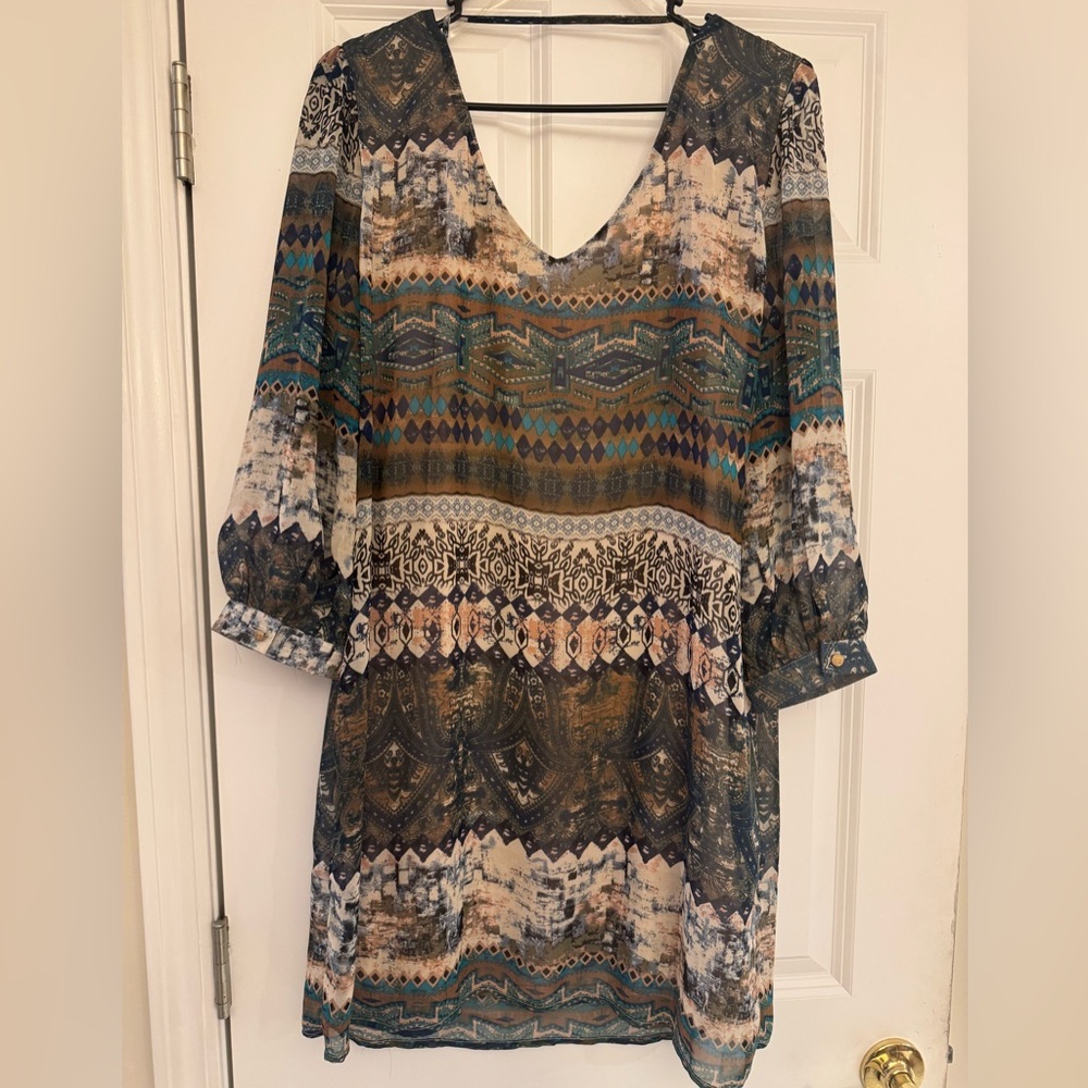 Filly Flair Earthy Patterned Dress - Picture 3 of 4